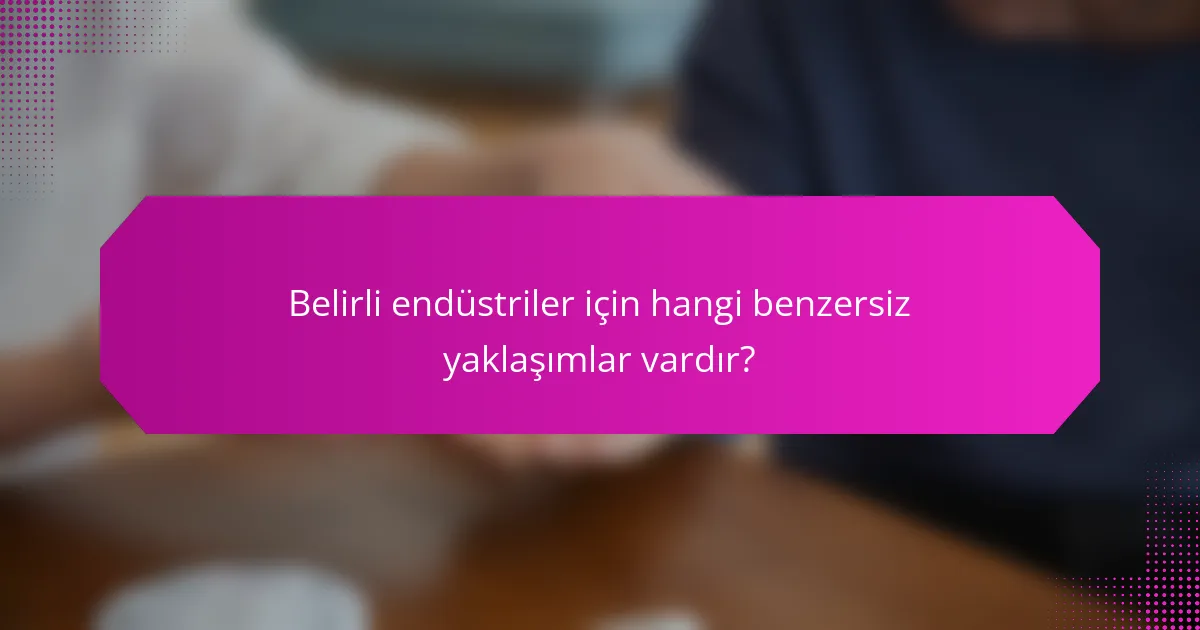 Belirli endüstriler için hangi benzersiz yaklaşımlar vardır?