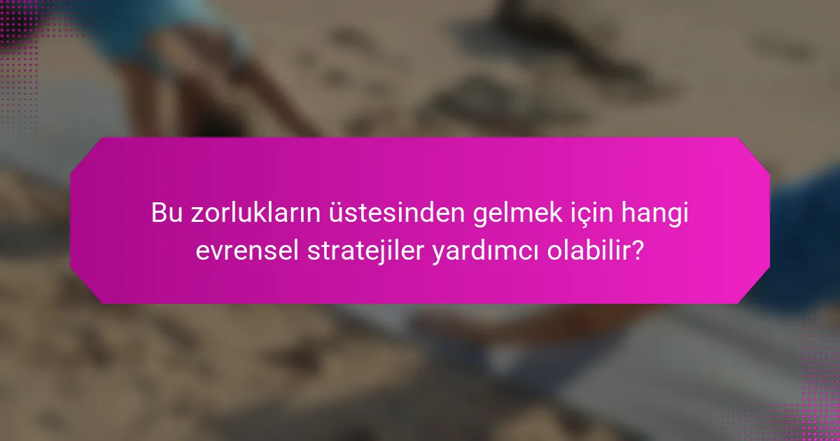 Bu zorlukların üstesinden gelmek için hangi evrensel stratejiler yardımcı olabilir?