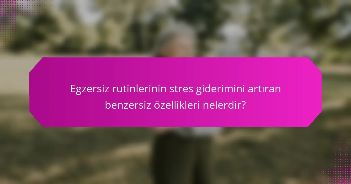Egzersiz rutinlerinin stres giderimini artıran benzersiz özellikleri nelerdir?