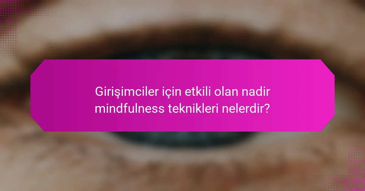 Girişimciler için etkili olan nadir mindfulness teknikleri nelerdir?