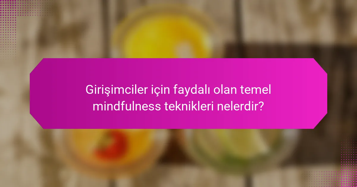 Girişimciler için faydalı olan temel mindfulness teknikleri nelerdir?