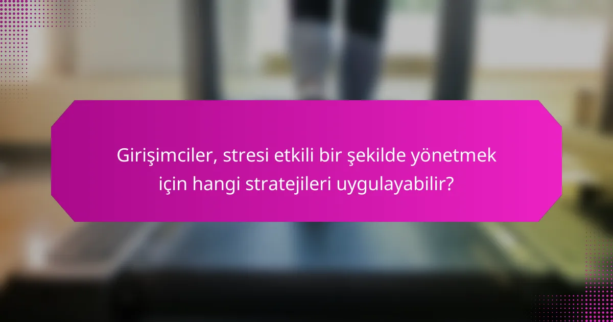 Girişimciler, stresi etkili bir şekilde yönetmek için hangi stratejileri uygulayabilir?