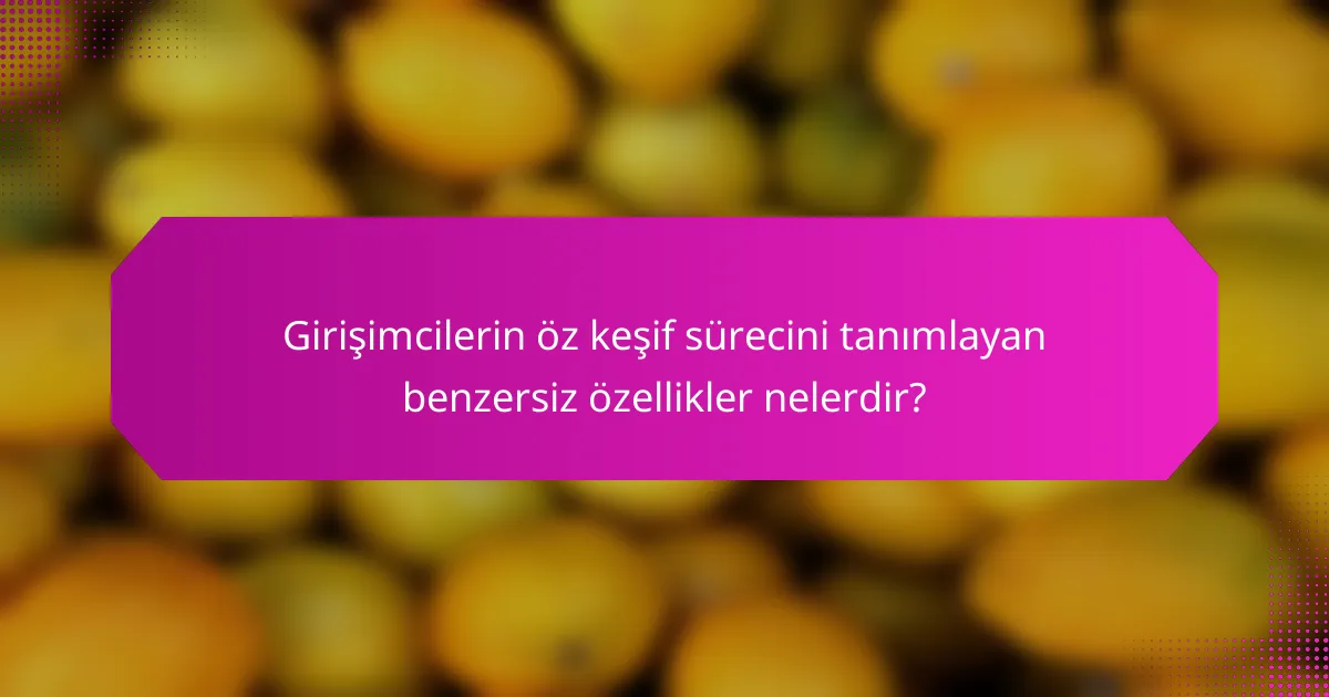 Girişimcilerin öz keşif sürecini tanımlayan benzersiz özellikler nelerdir?