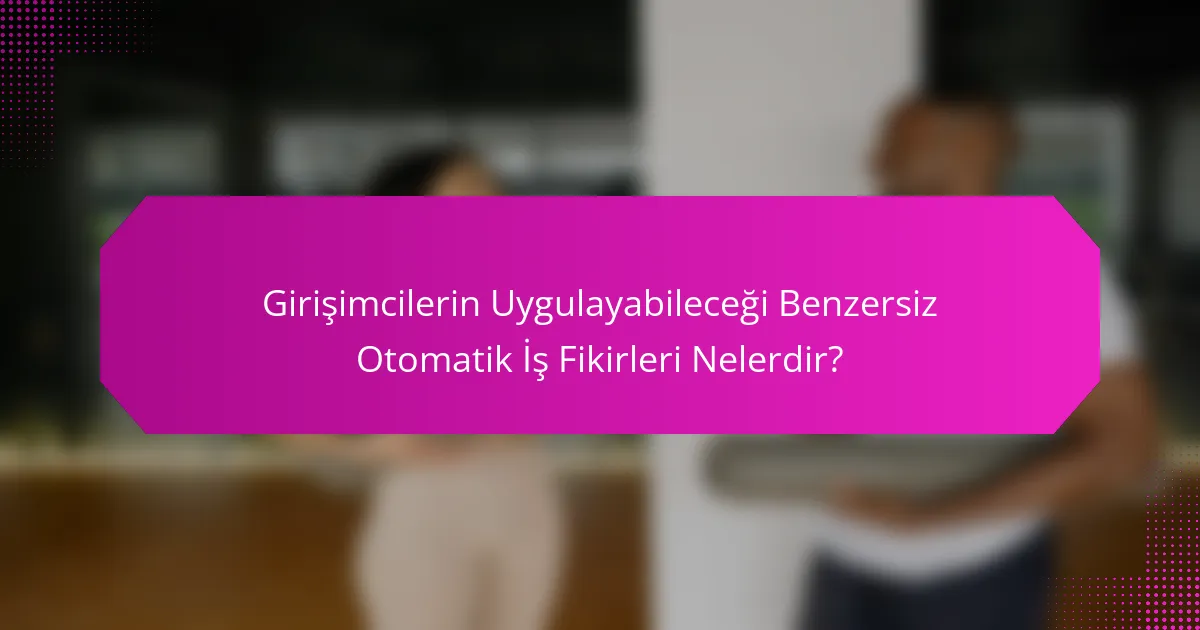 Girişimcilerin Uygulayabileceği Benzersiz Otomatik İş Fikirleri Nelerdir?