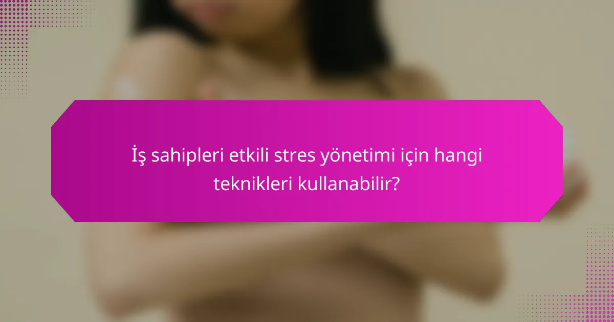 İş sahipleri etkili stres yönetimi için hangi teknikleri kullanabilir?