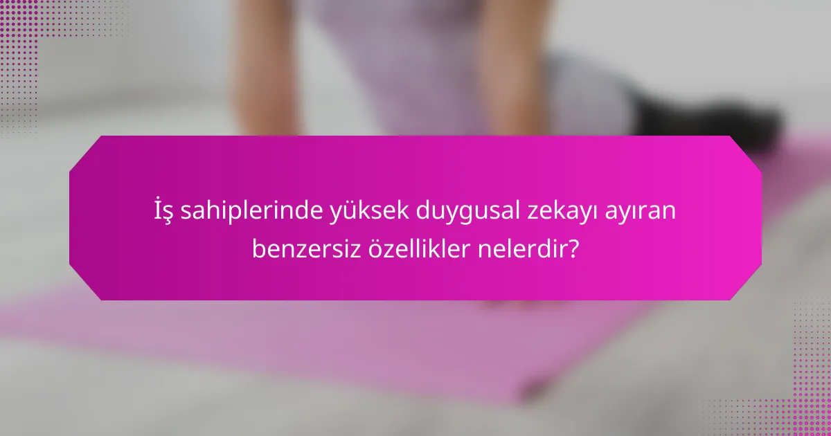İş sahiplerinde yüksek duygusal zekayı ayıran benzersiz özellikler nelerdir?