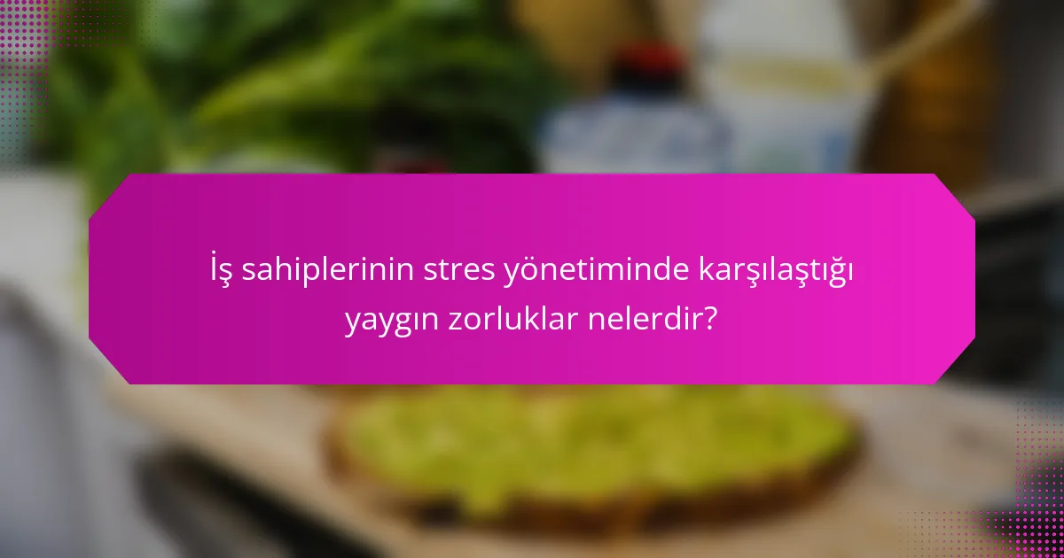 İş sahiplerinin stres yönetiminde karşılaştığı yaygın zorluklar nelerdir?