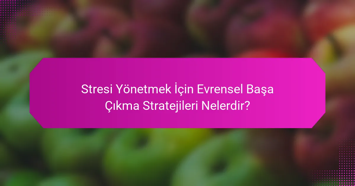 Stresi Yönetmek İçin Evrensel Başa Çıkma Stratejileri Nelerdir?